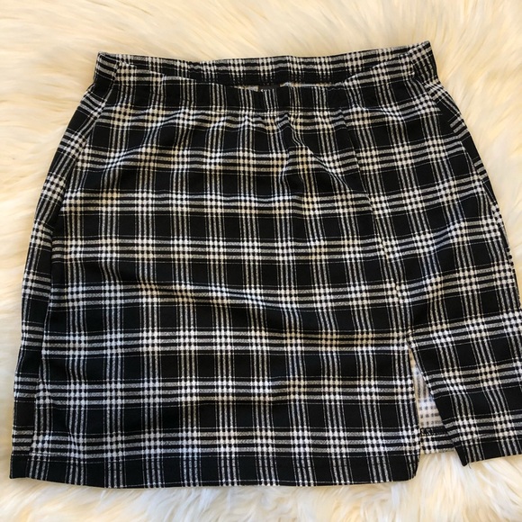 🩵SHEIN Slit plaid skirt - Picture 1 of 2